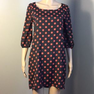 ABBELINE BLACK & RED POLKA-DOT STRAIGHT MIDI DRESS